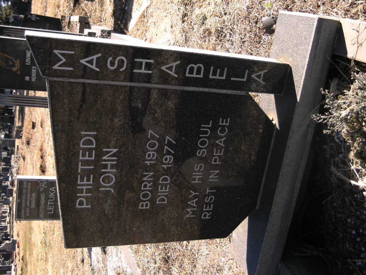MASHABELA Phetedi John 1907-1977