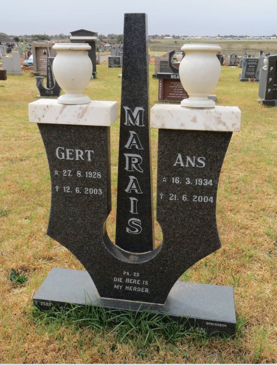 MARAIS Gert 1928-2003 &amp; Ans 1934-2004