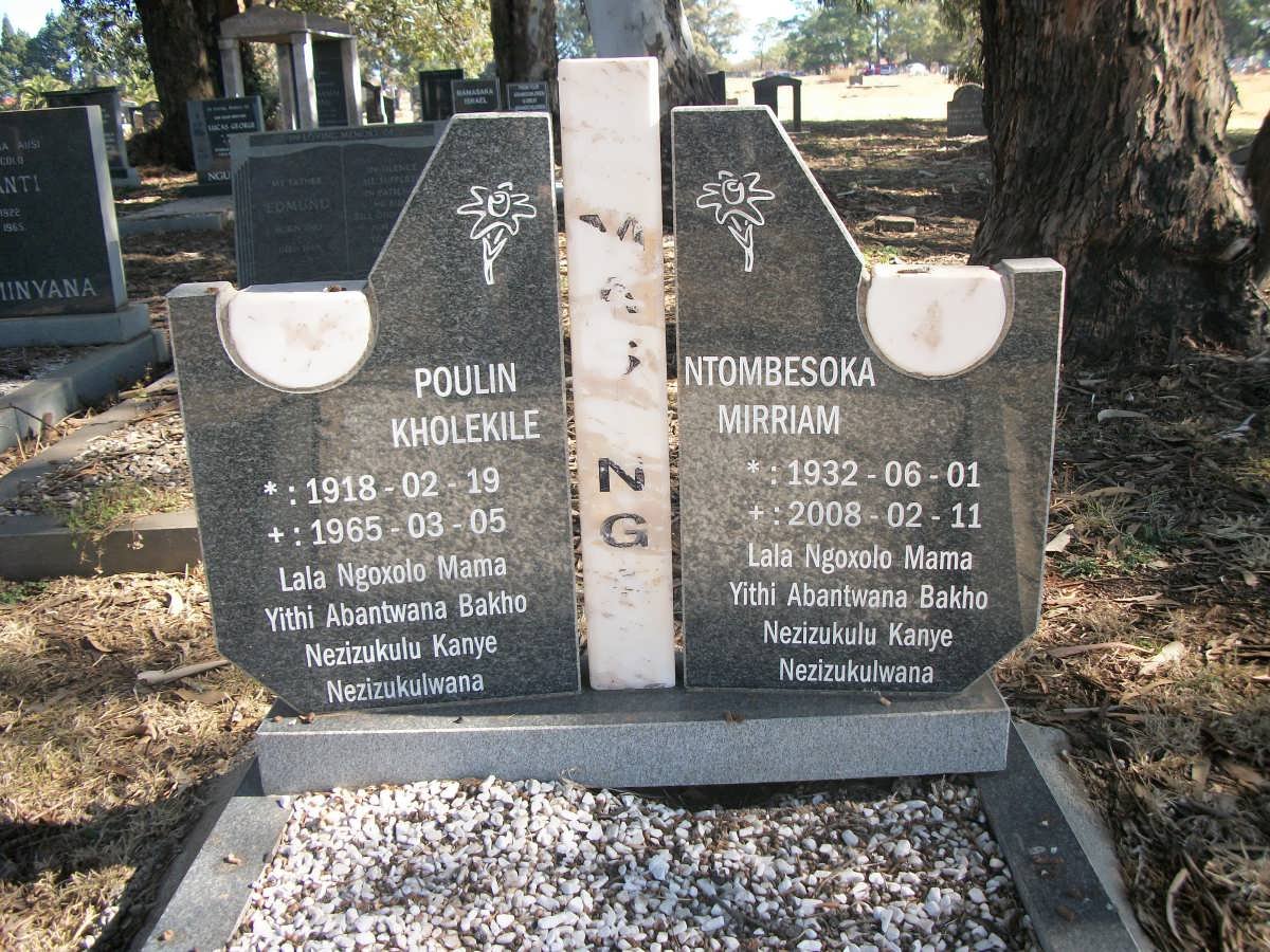 MASINGA Poulin Kholekile 1918-1965 &amp; Ntombesoka Mirriam 1932-2008