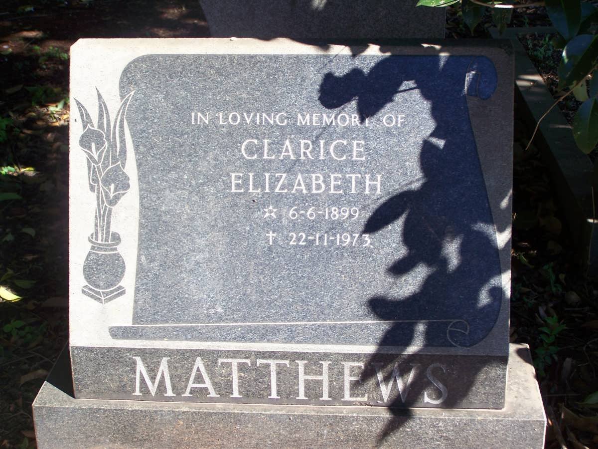 MATTHEWS Clarice Elizabeth 1899-1973