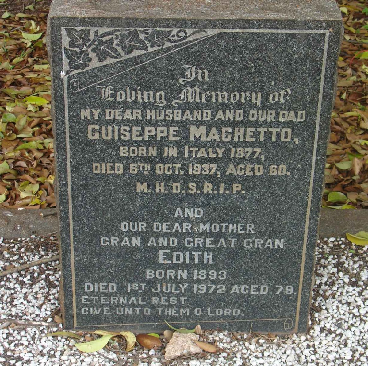 MACHETTO Guiseppe -1877 &amp; Edith 1893-1972