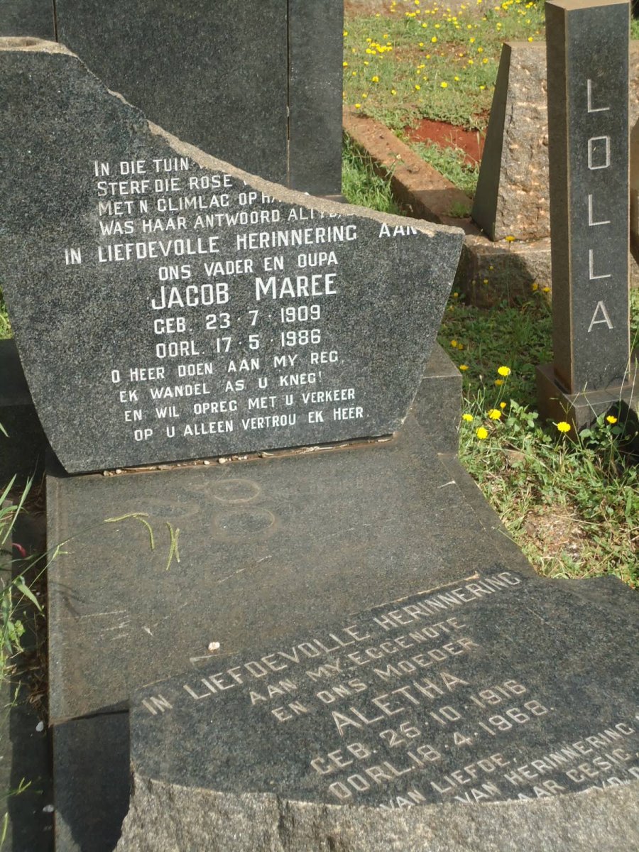 MAREE Jacob 1909-1986 &amp; Aletha 1916-1968