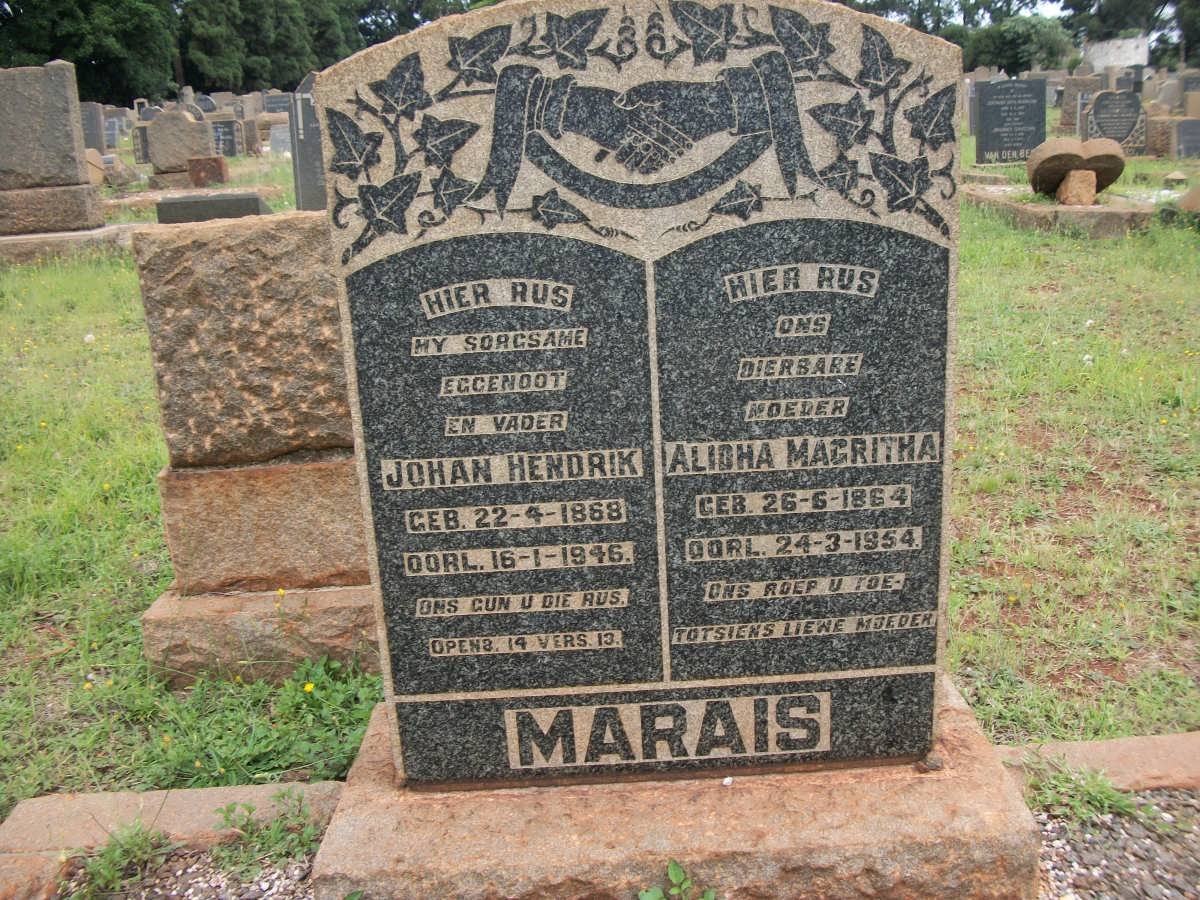 MARAIS Johan Hendrik 1868-1946 &amp; Alidha Magritha 1864-1954