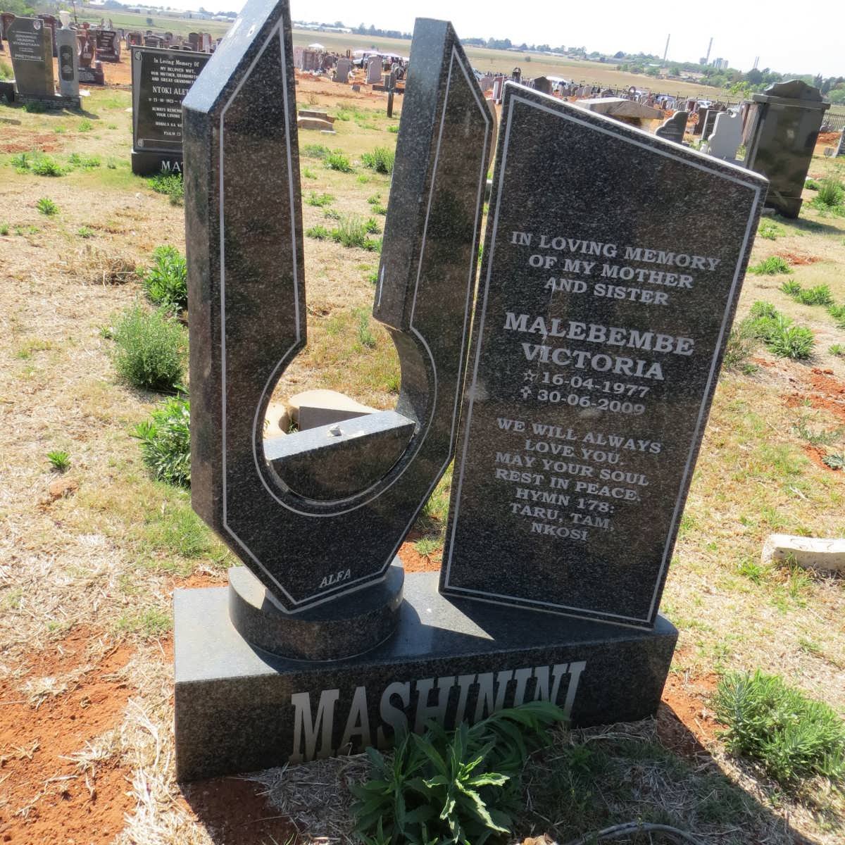 MASHININI Malebembe Victoria 1977-2009