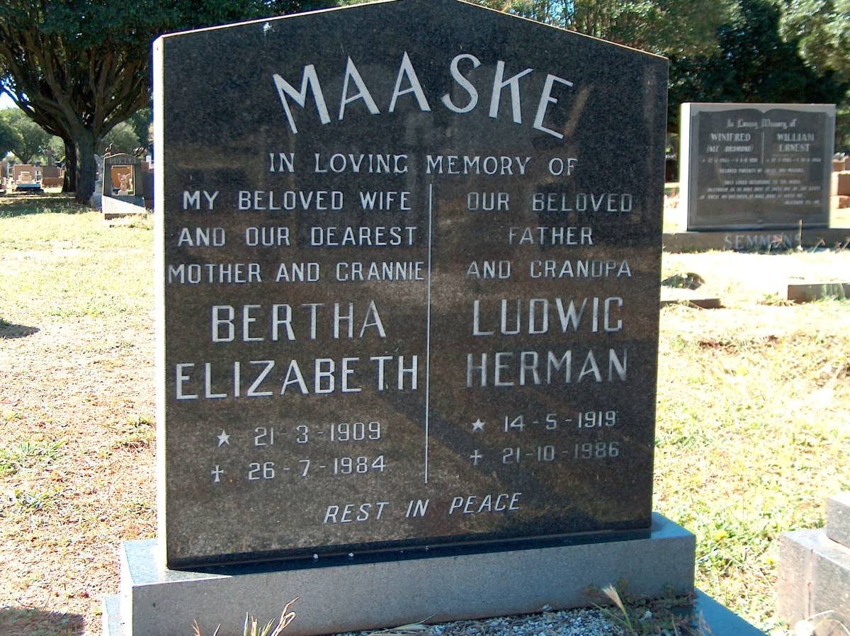 MAASKE Ludwig Herman 1919-1986 &amp; Bertha Elizabeth 1909-1984