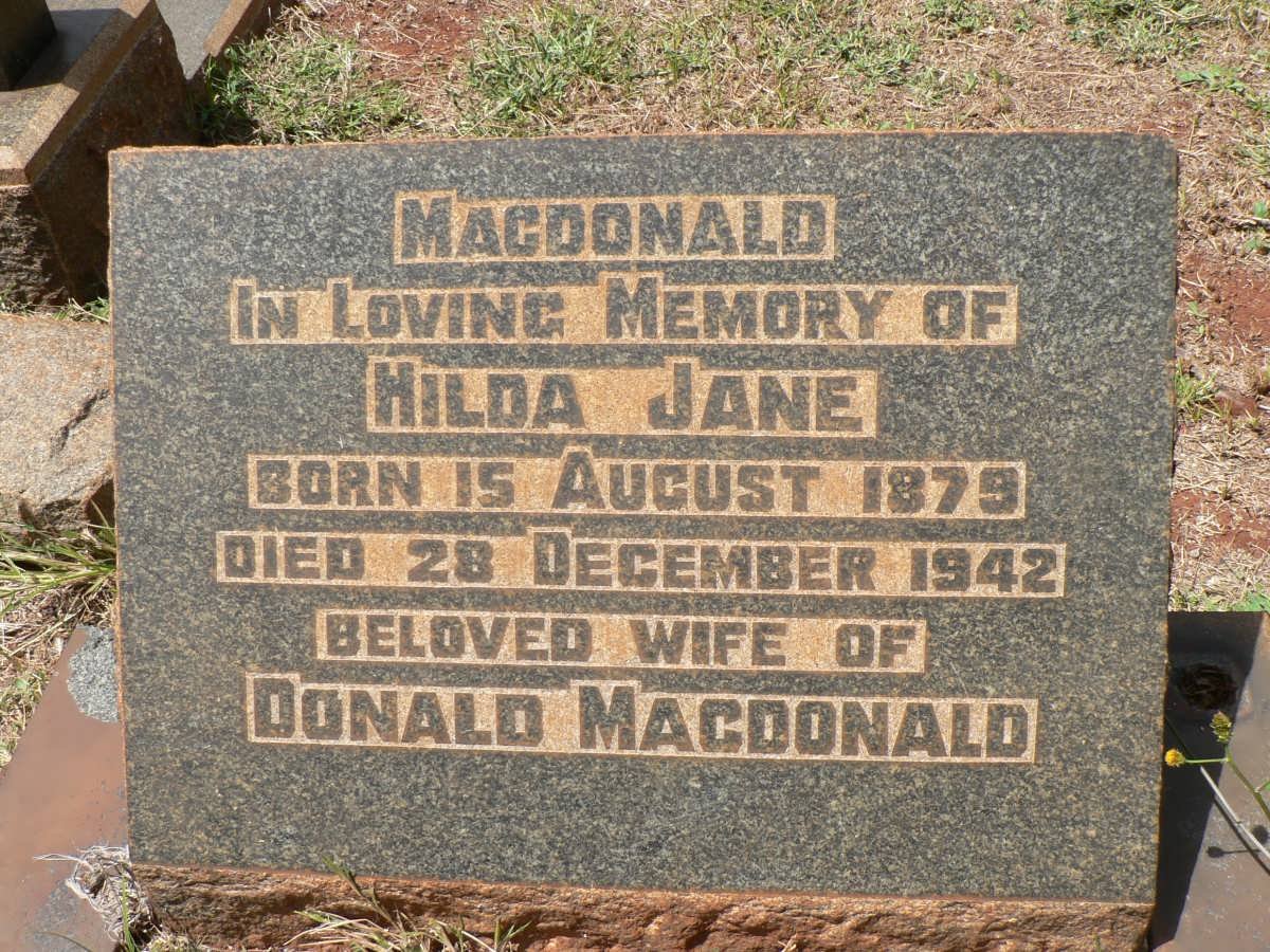 MacDONALD Hilda Jane 1879-1942