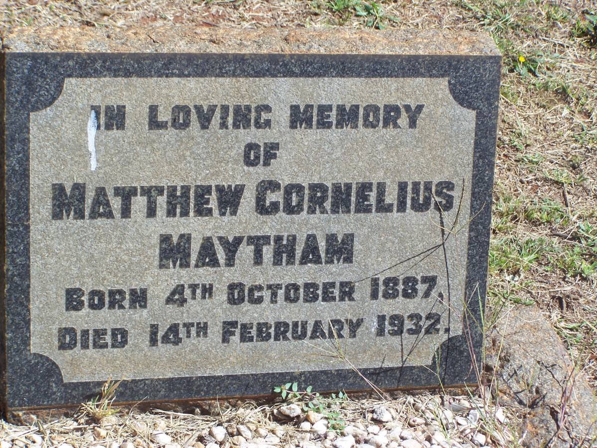 MAYTHAM Matthew Cornelius 1887-1932
