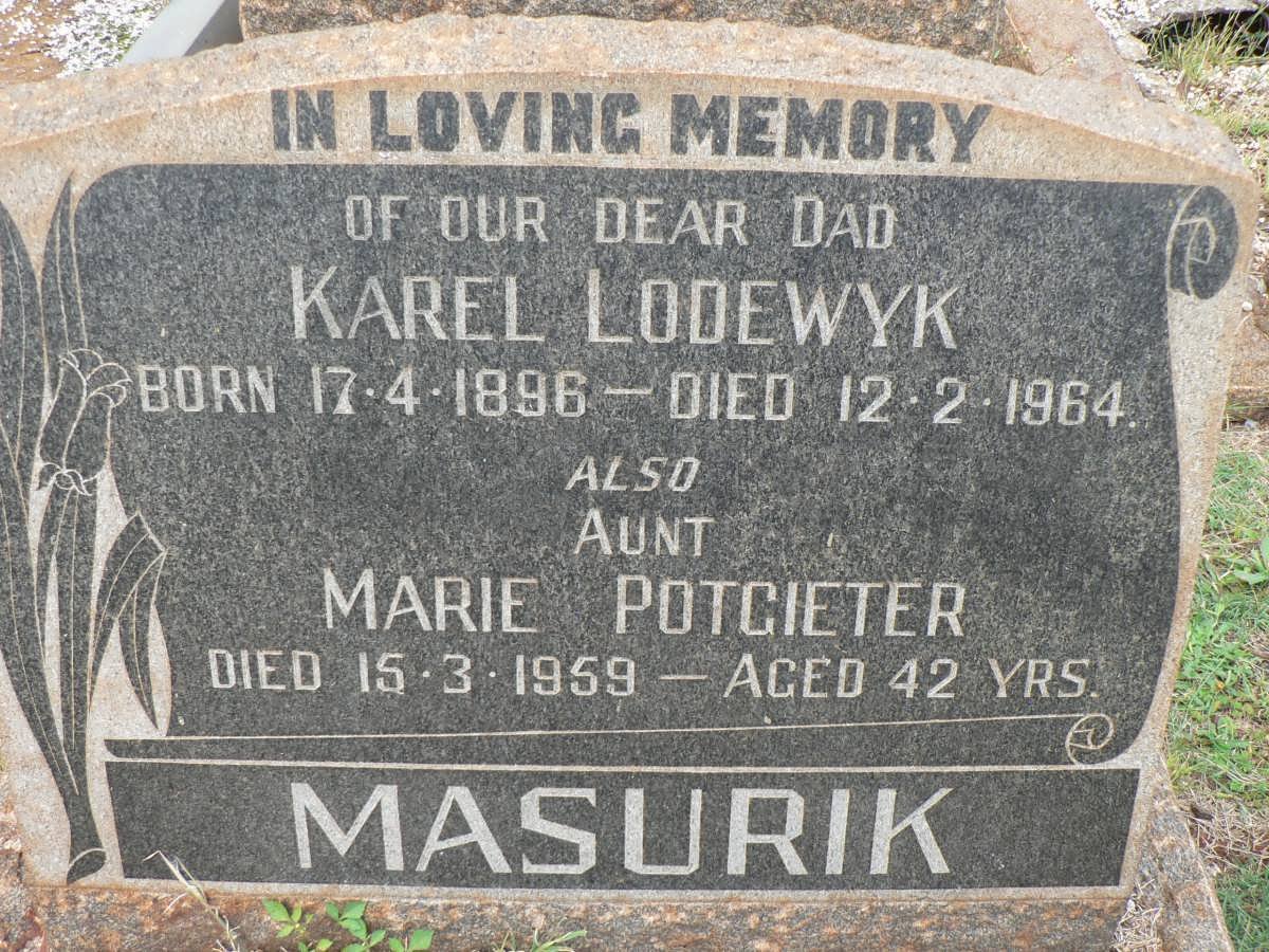 MASURIK Karel Lodewyk 1896-1964 :: POTGIETER Marie -1959
