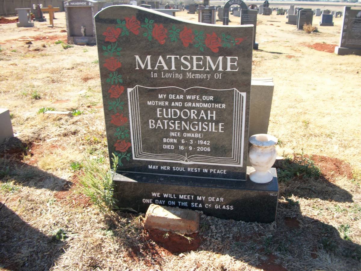 MATSEME Eudorah Batsengisile nee OWABE 1942-2006