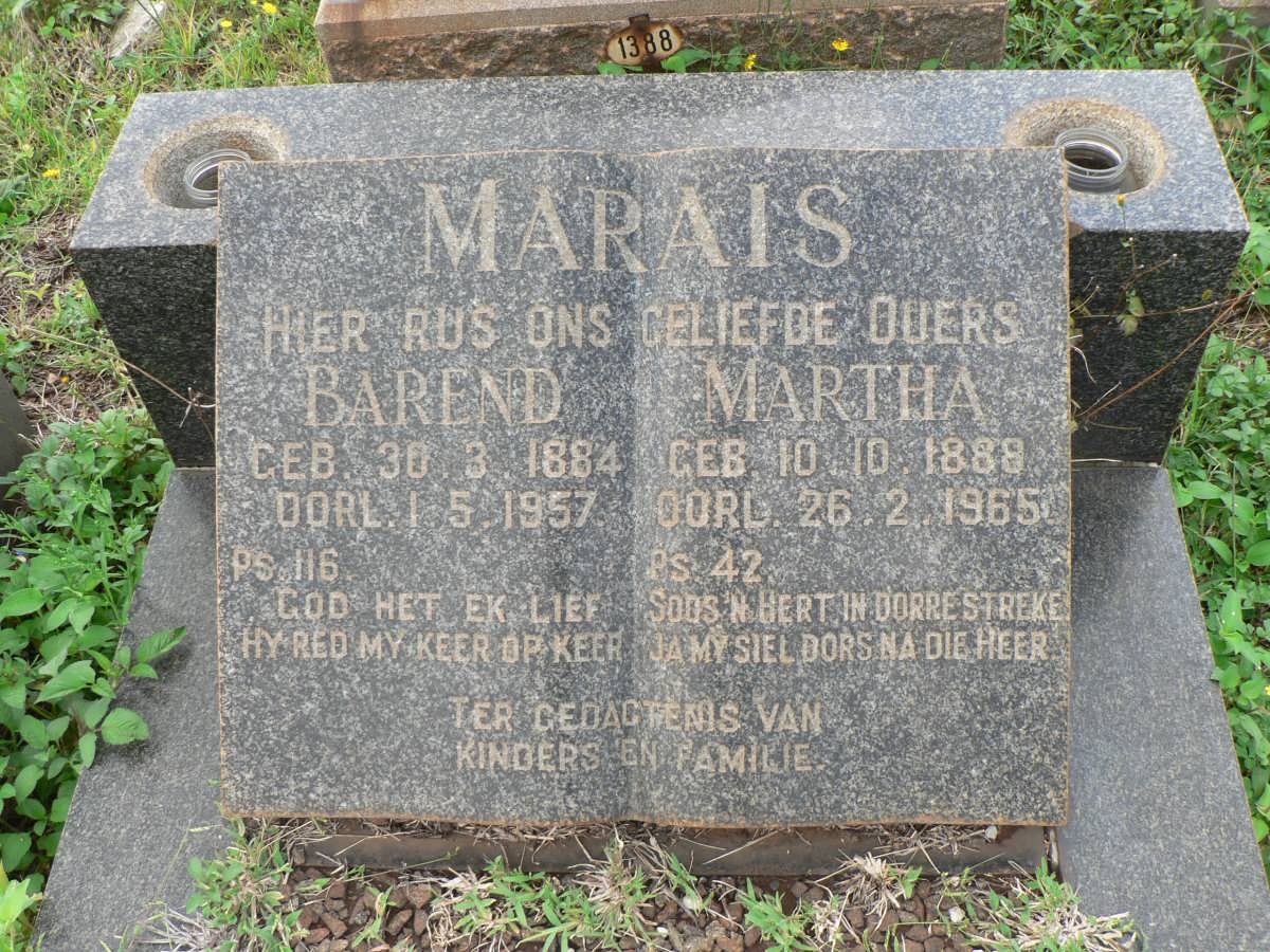 MARAIS Barend 1884-1957 &amp; Martha 1888-1965