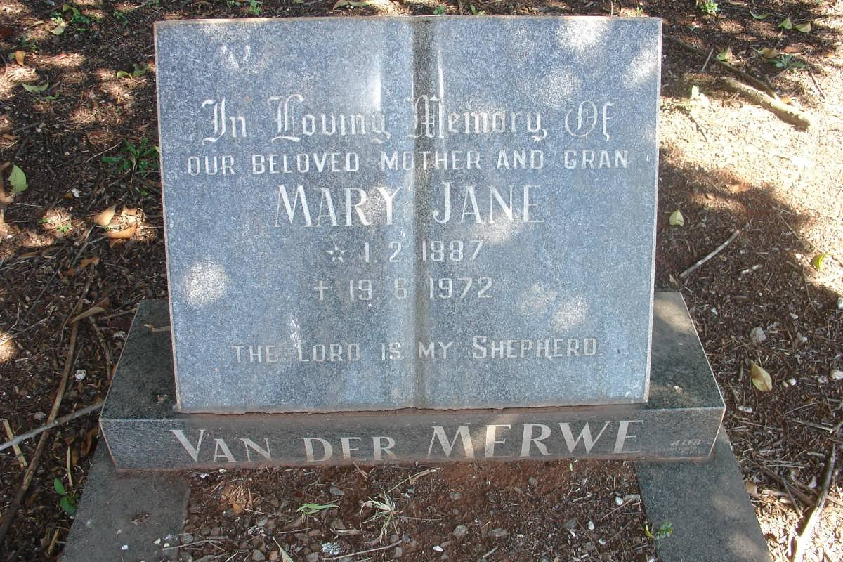 MERWE Mary Jane, van der 1887-1972