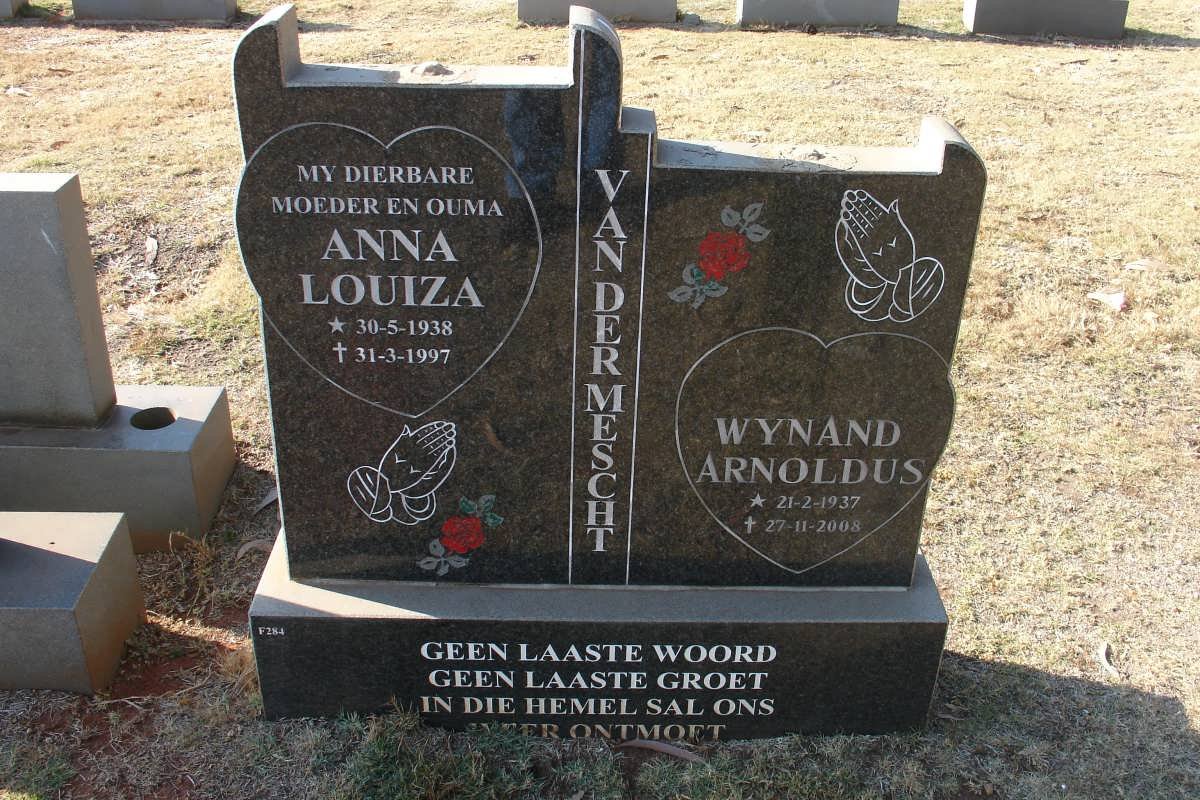 MESCHT Wynand Arnoldus, van der 1927-2008 &amp; Anna Louiza 1938-1997