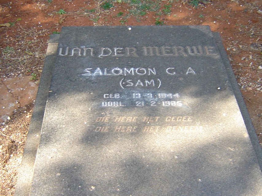 MERWE Salomon G.A., van der 1944-1985