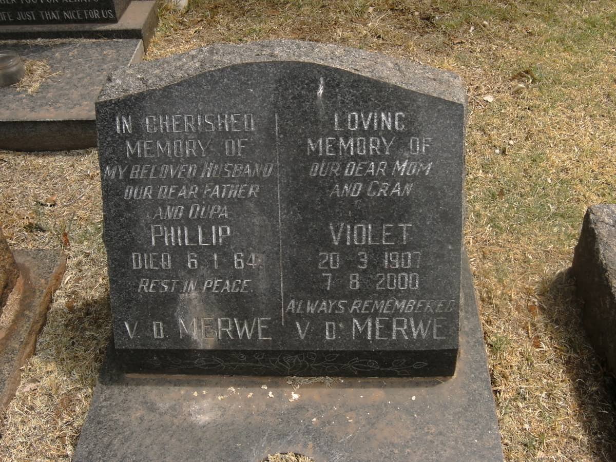 MERWE Phillip, v.d. -1964 &amp; Violet 1907-2000