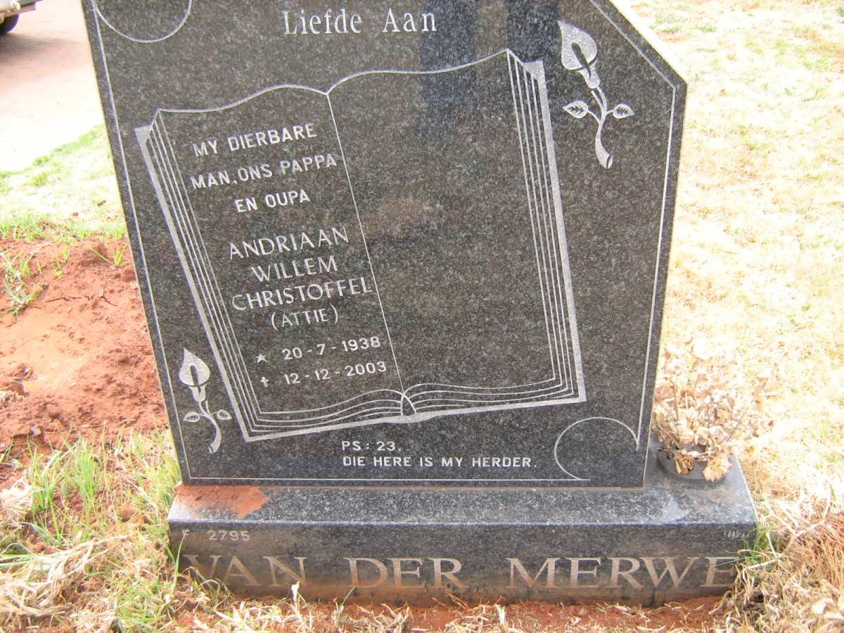 MERWE Andriaan Willem Christoffel, van der 1938-2003