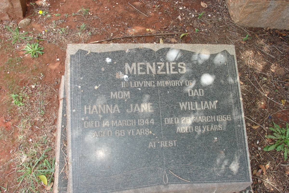 MENZIES William -1956 &amp; Hanna Jane -1944
