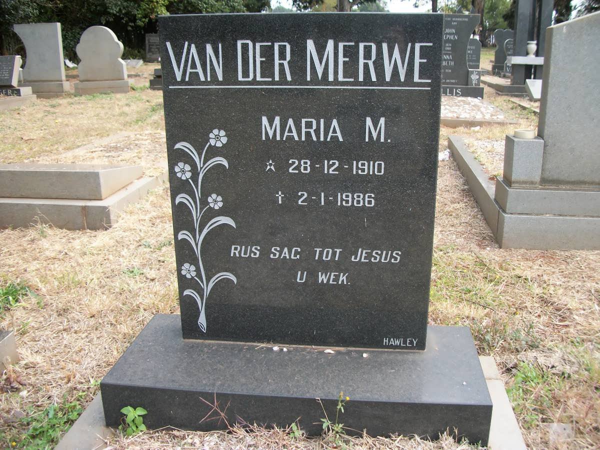 MERWE Maria M., van der 1910-1986