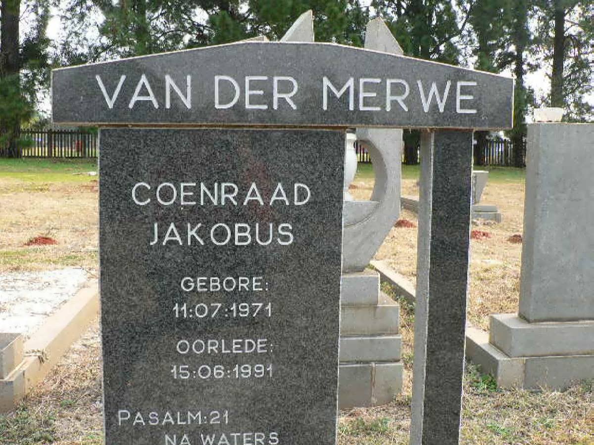 MERWE Coenraad Jakobus, van der 1971-1991