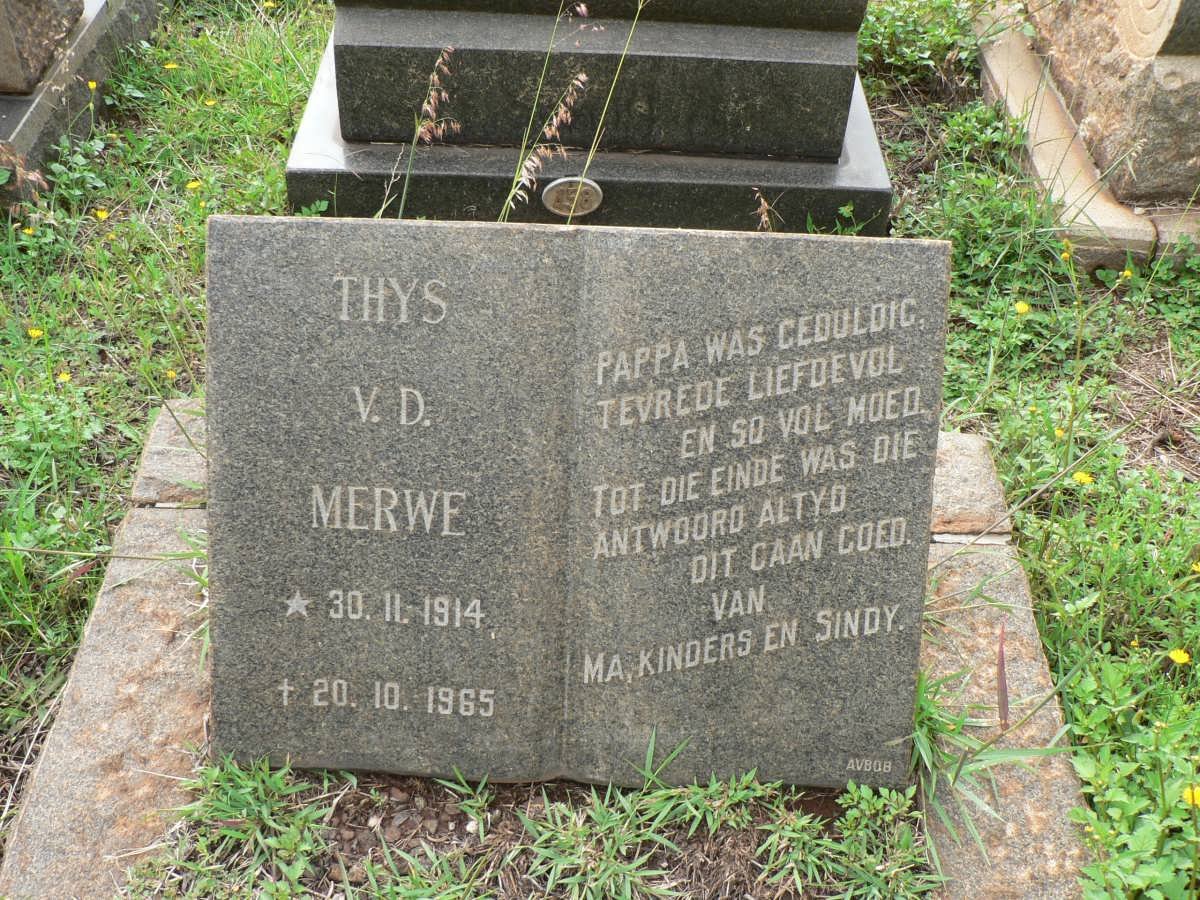 MERWE Thys, v.d 1914-1965