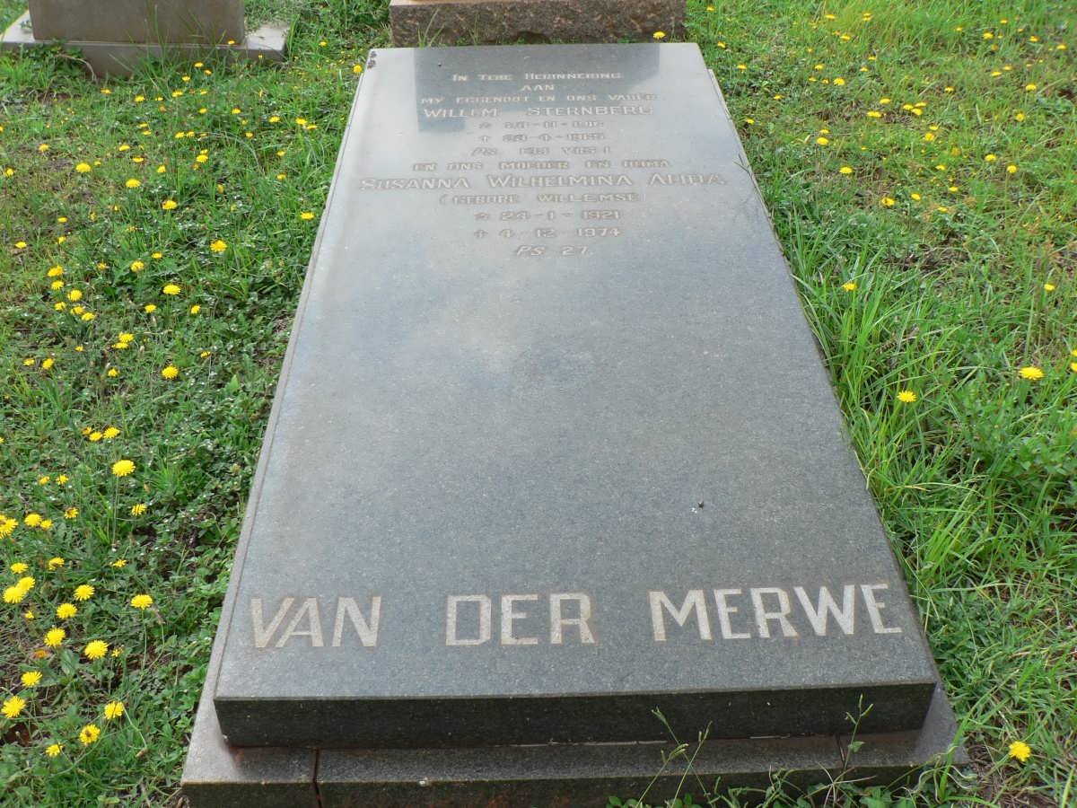 MERWE Willem Sternberg, van der 1916-1965 &amp; Susanna Wilhelmina Alida WILLEMSE 1921-1974
