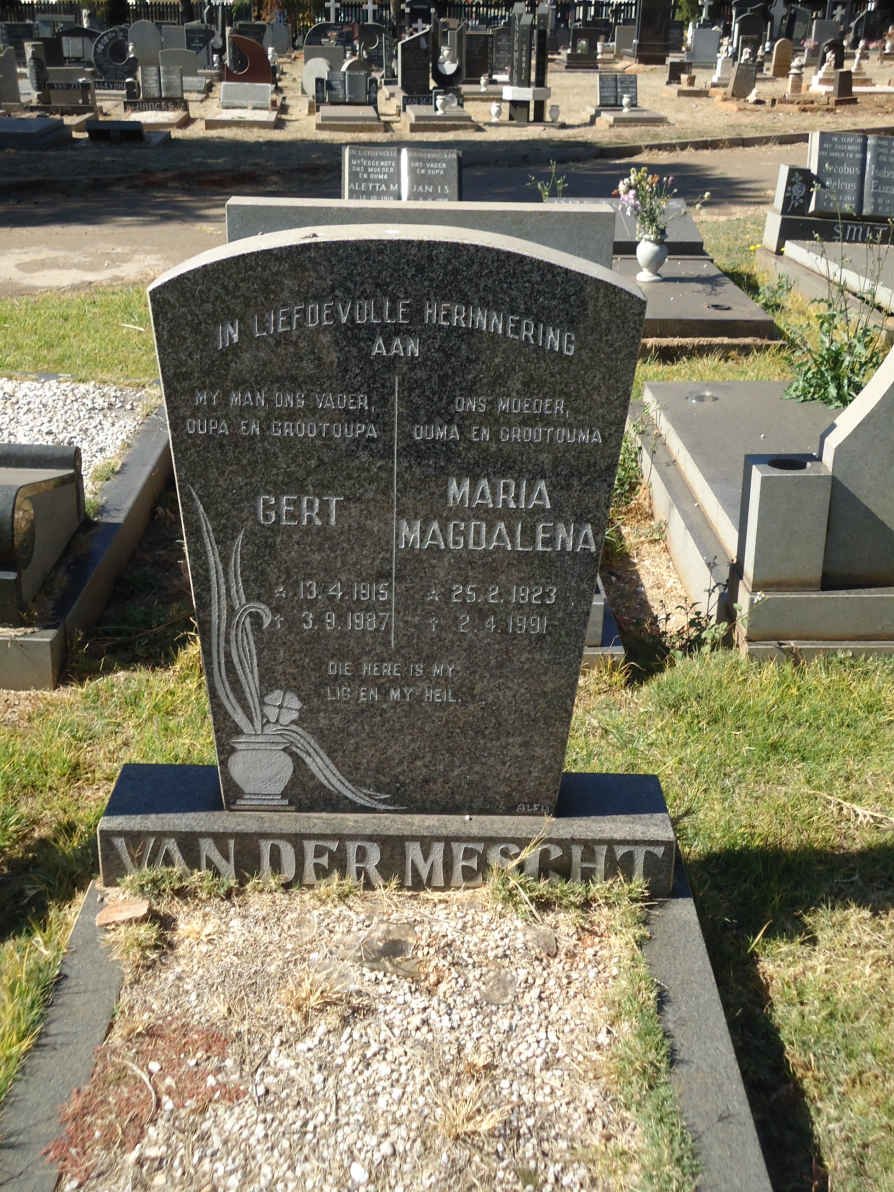 MESCHT Gert, van der 1915-1987 &amp; Maria Magdalena 1923-1991