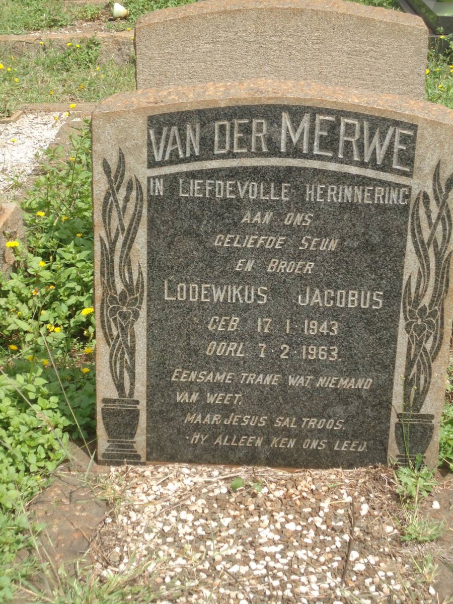 MERWE Lodewikus Jacobus, van der 1943-1963