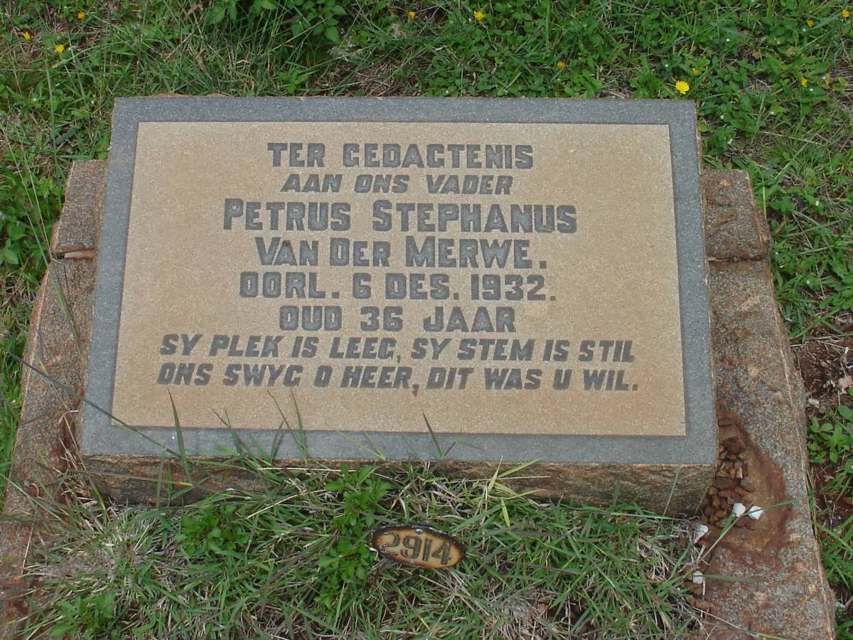 MERWE Petrus Stephanus, van der -1932