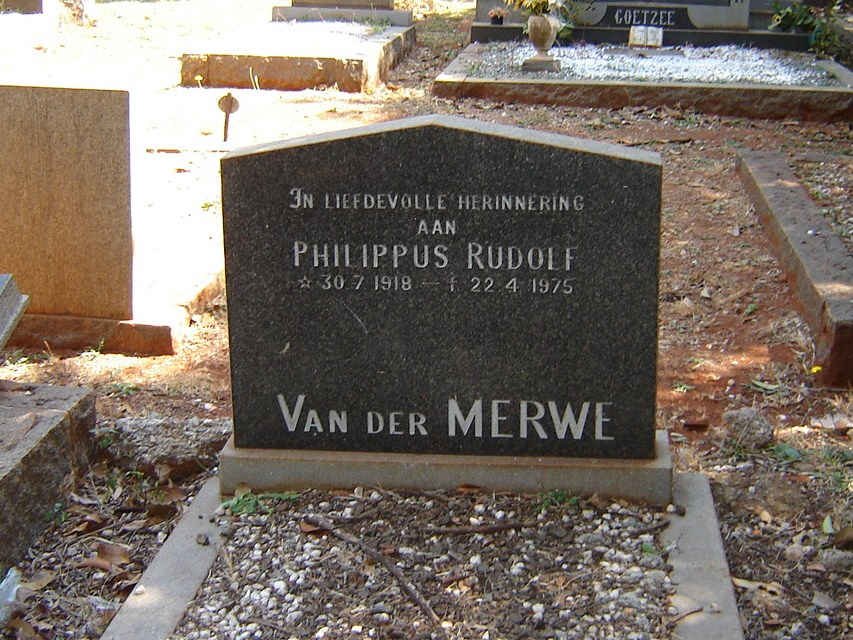 MERWE Philippus Rudolf, van der 1918-1975