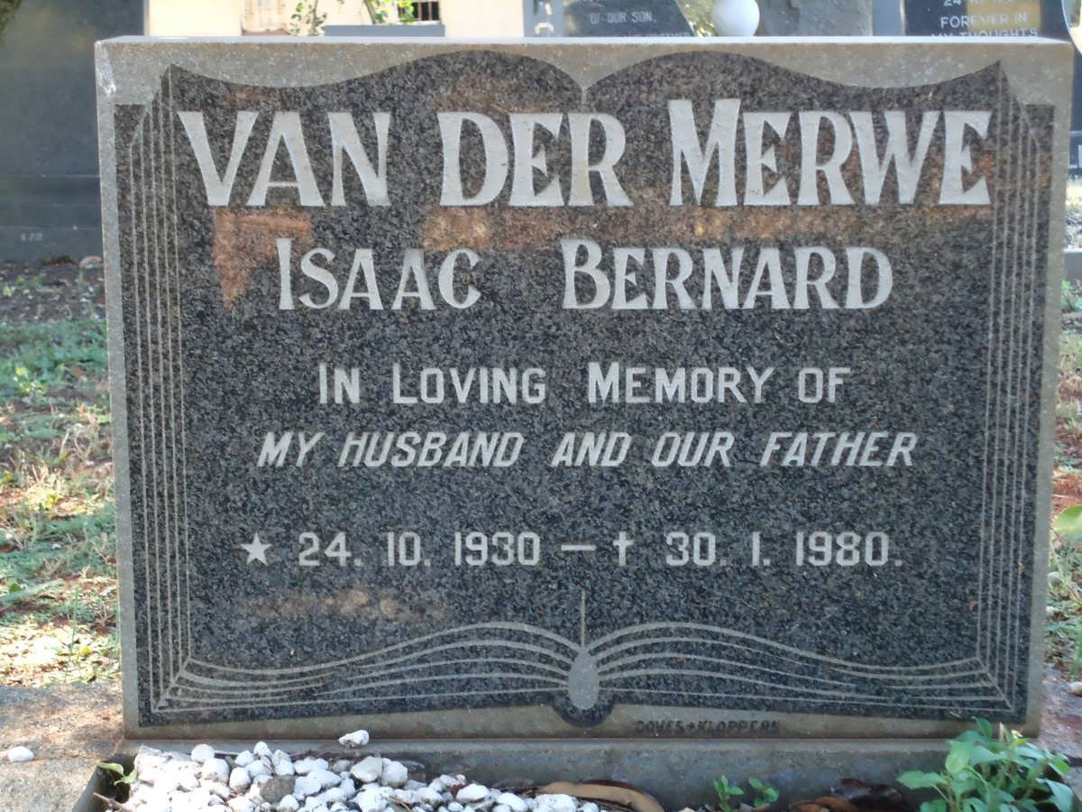 MERWE Isaac Bernard, van der 1930-1980