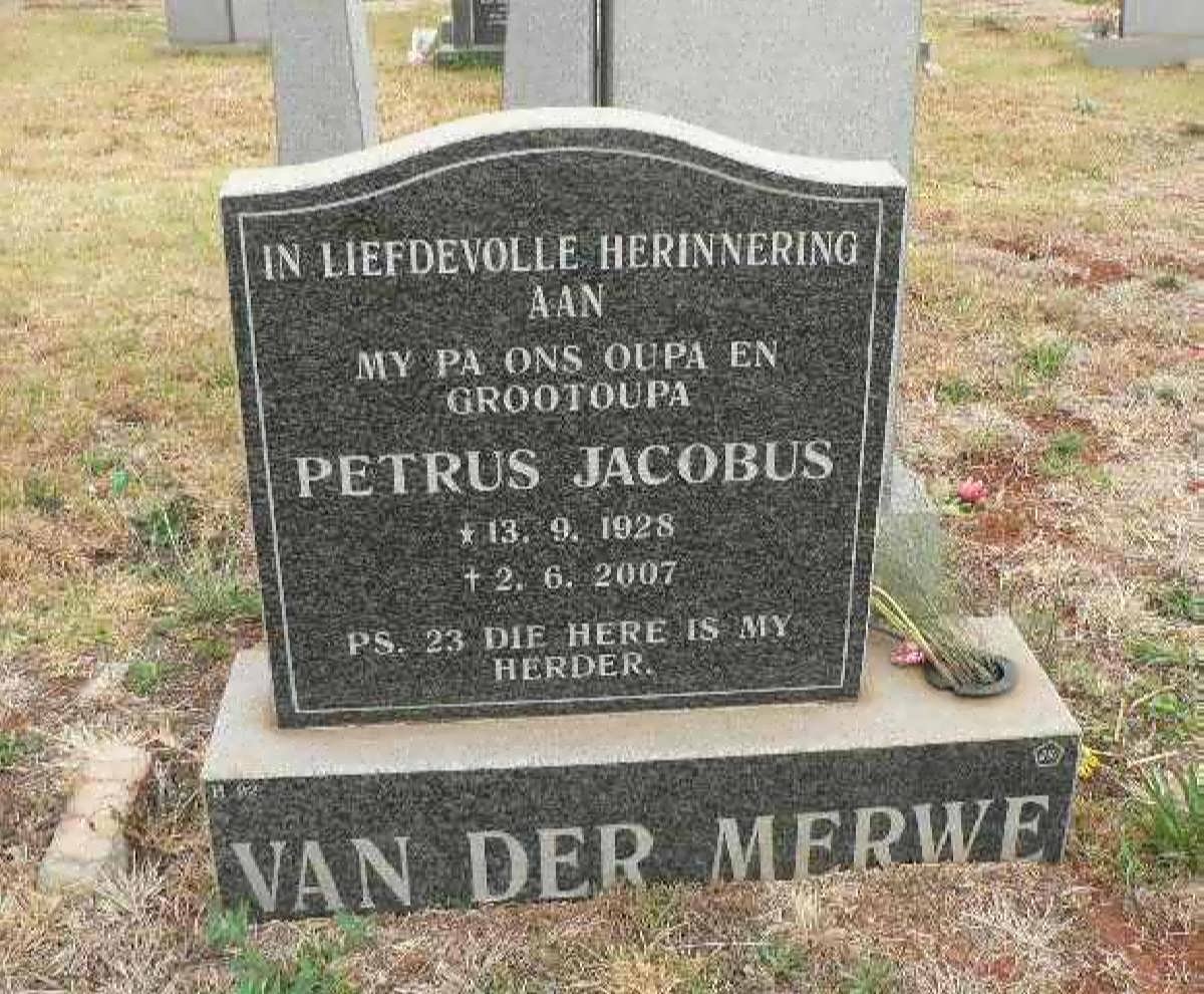 MERWE Petrus Jacobus, van der 1928-2007