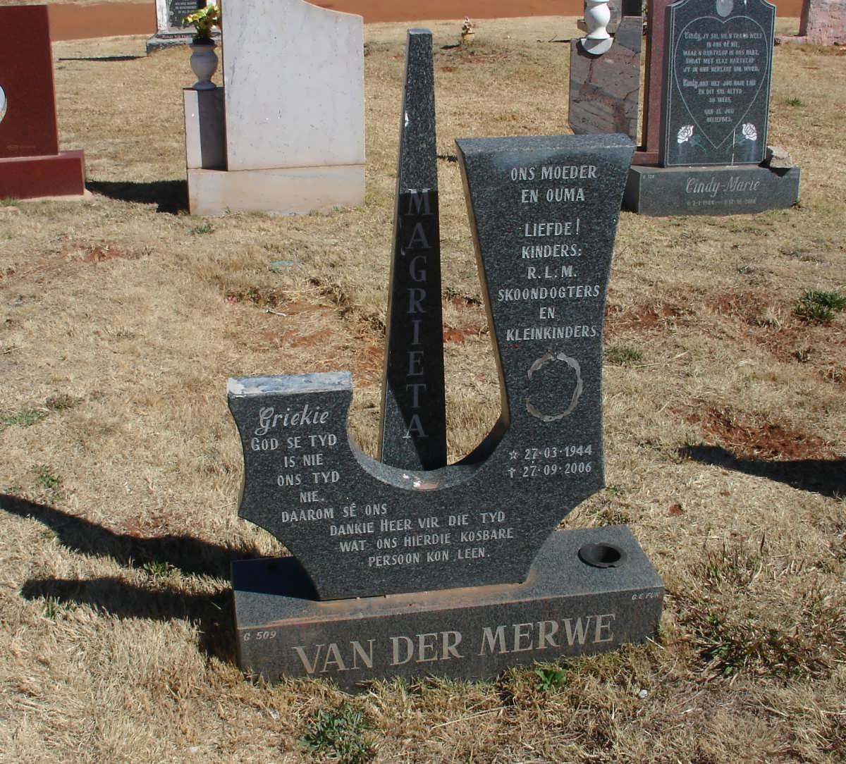 MERWE Magrieta, van der 1944-2006
