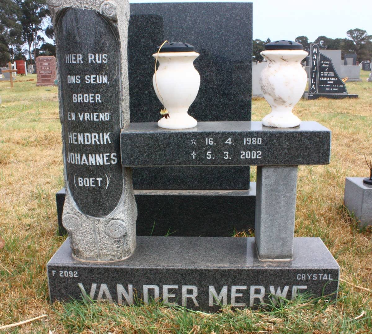 MERWE Hendrik Johannes, van der 1980-2002