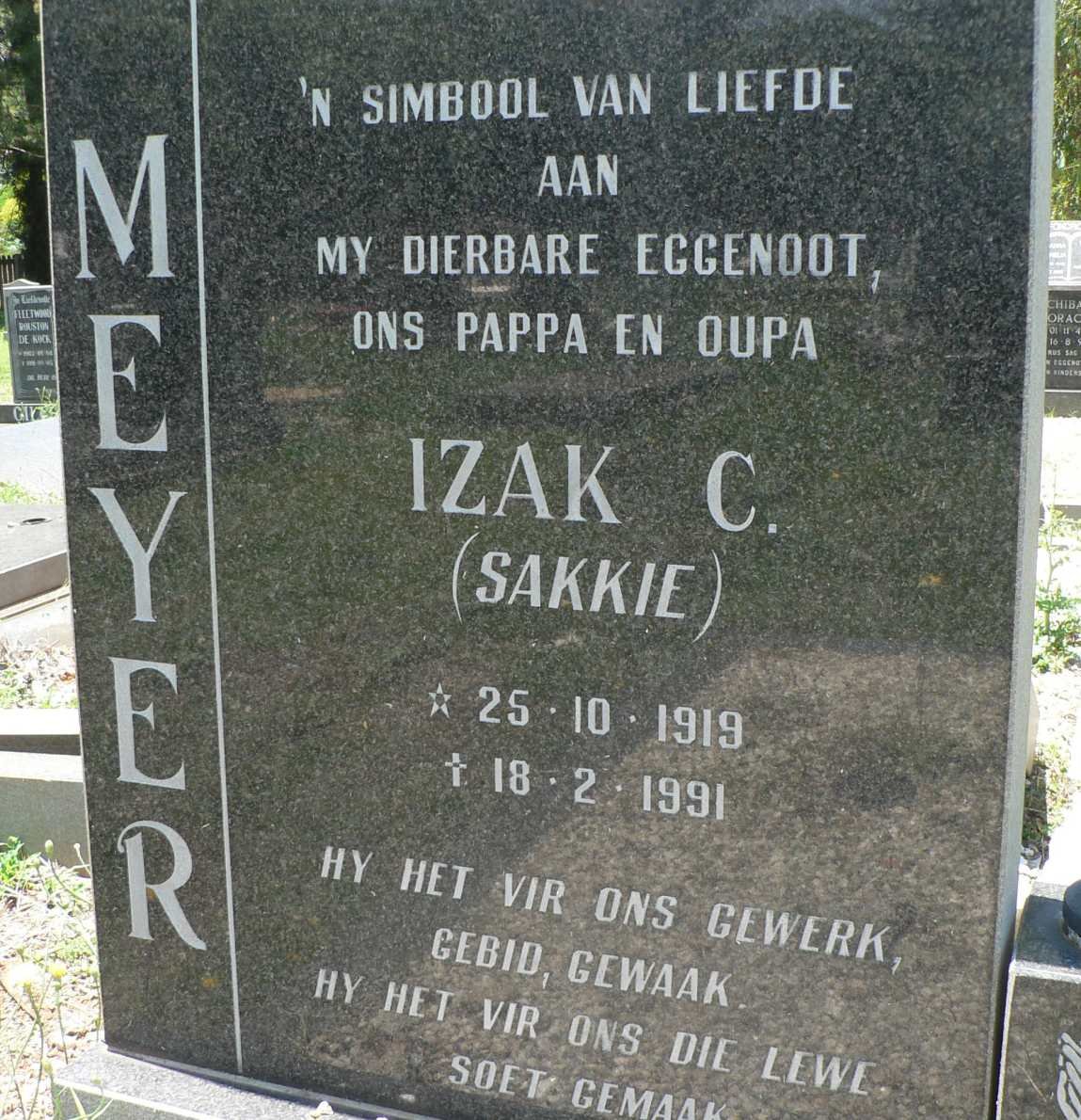 MEYER Izak C. 1919-1991