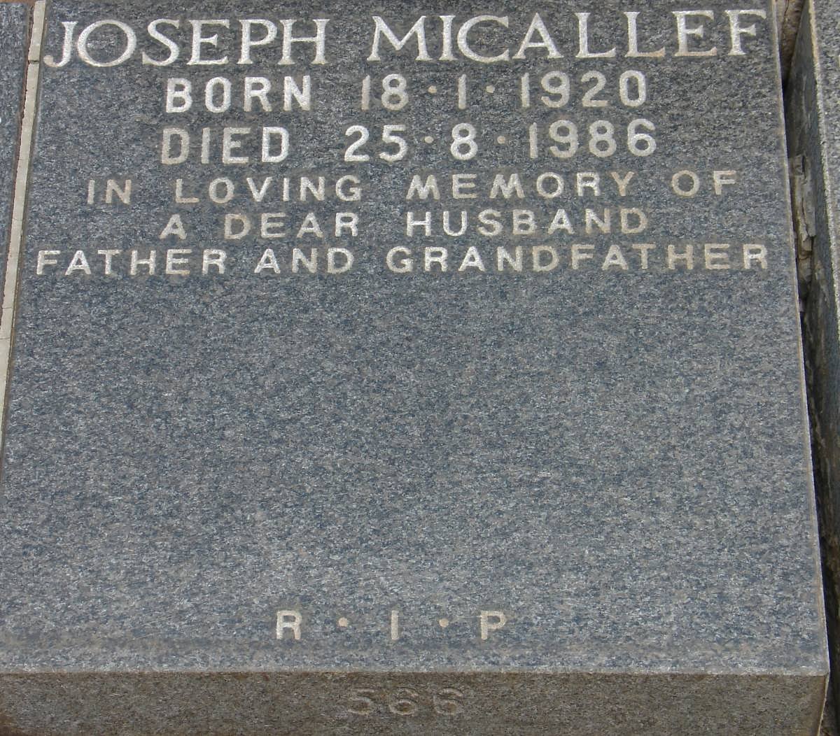 MICALLEF Joseph 1920-1986