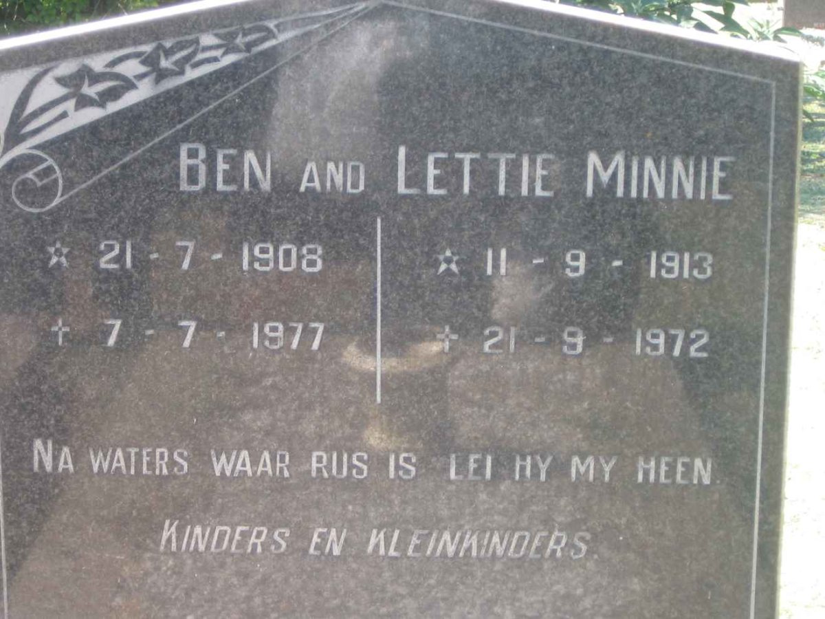 MINNIE Ben 1908-1977 &amp; Lettie 1913-1972