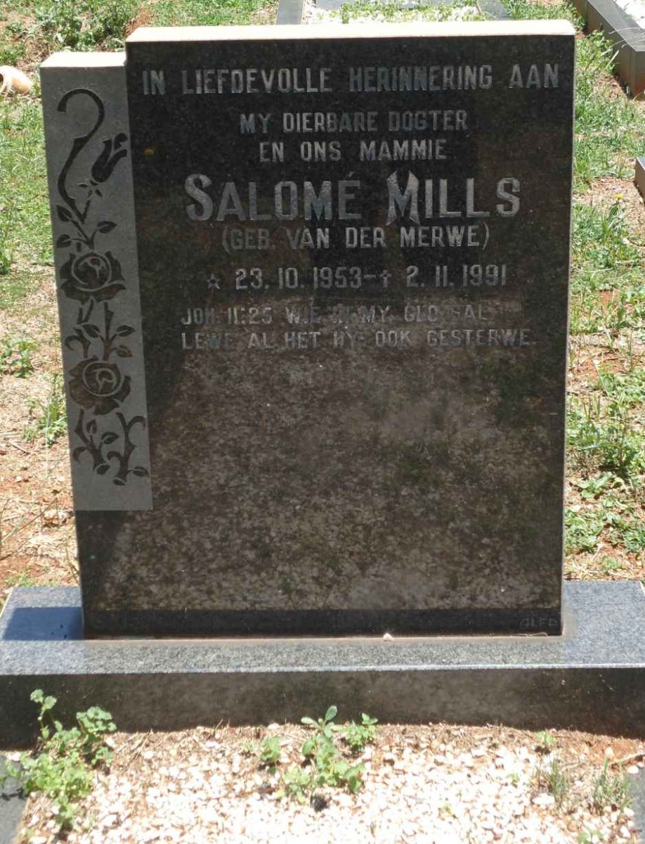 MILLS Salomé nee VAN DER MERWE 1953-1991