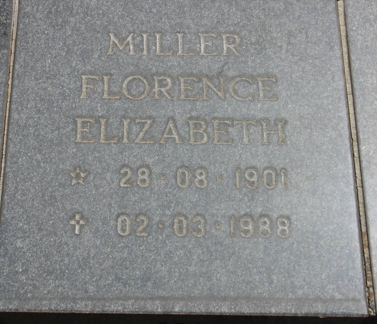 MILLER Florence Elizabeth 1901-1988