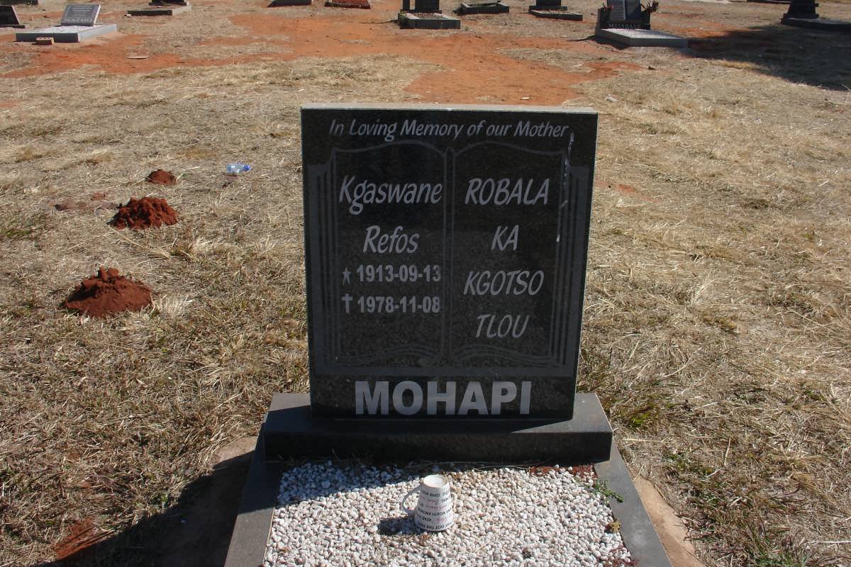 MOHAPI Kgaswane Refos 1913-1978