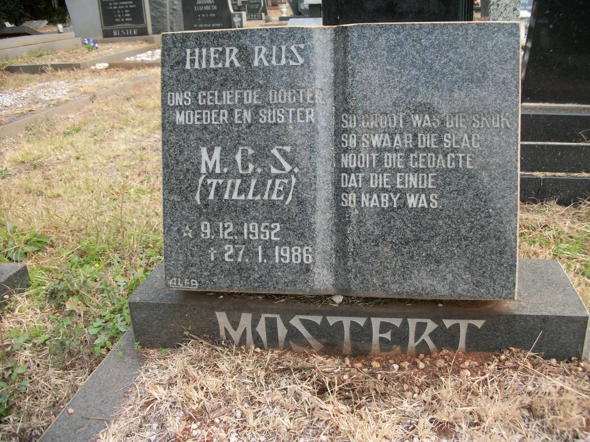 MOSTERT M.C.S. 1952-1986