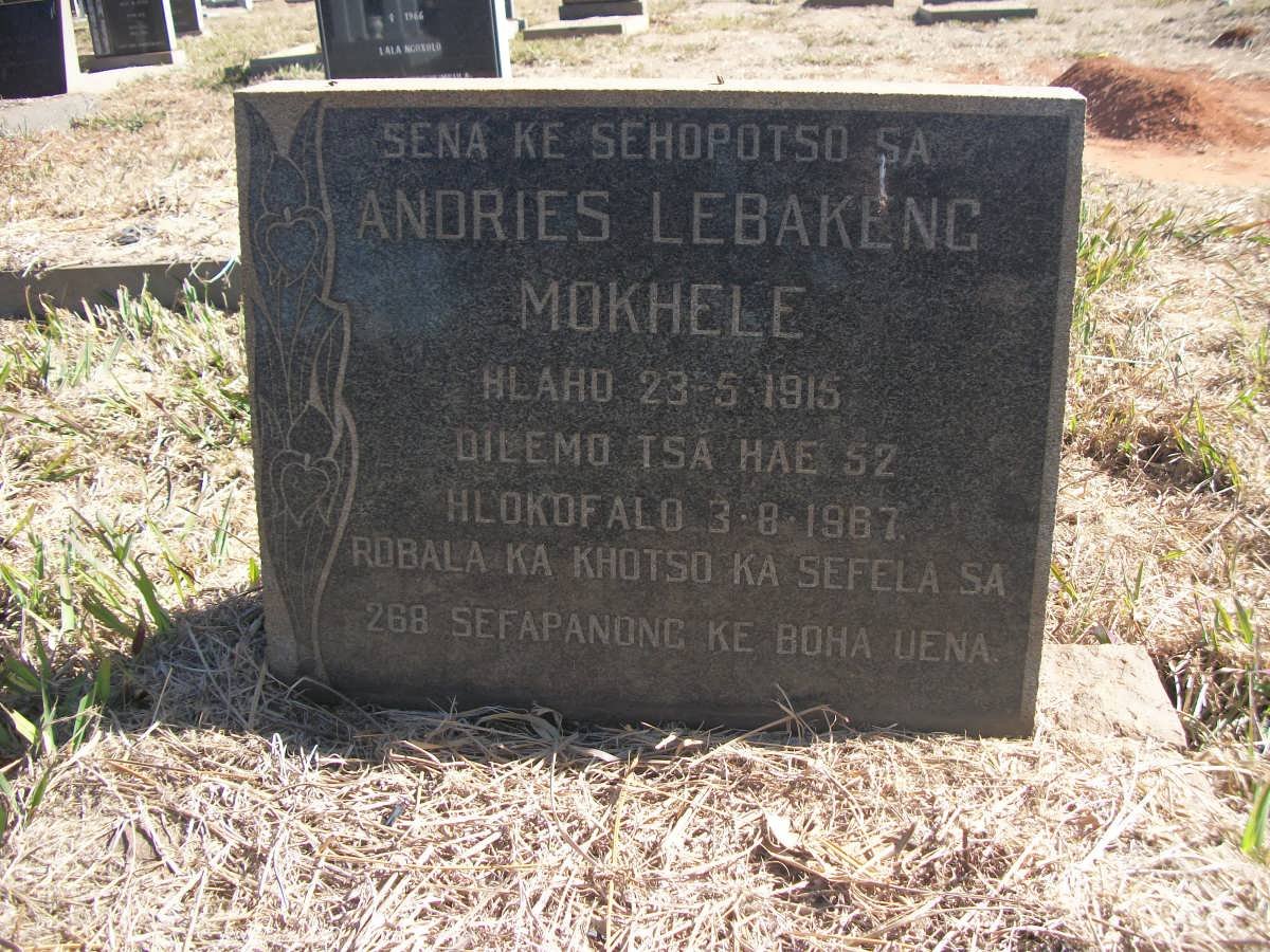 MOKHELE Andries Lebakeng 1915-1967
