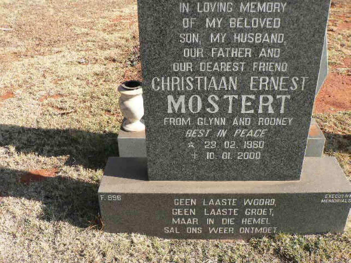 MOSTERT Christiaan Ernest 1960-2000