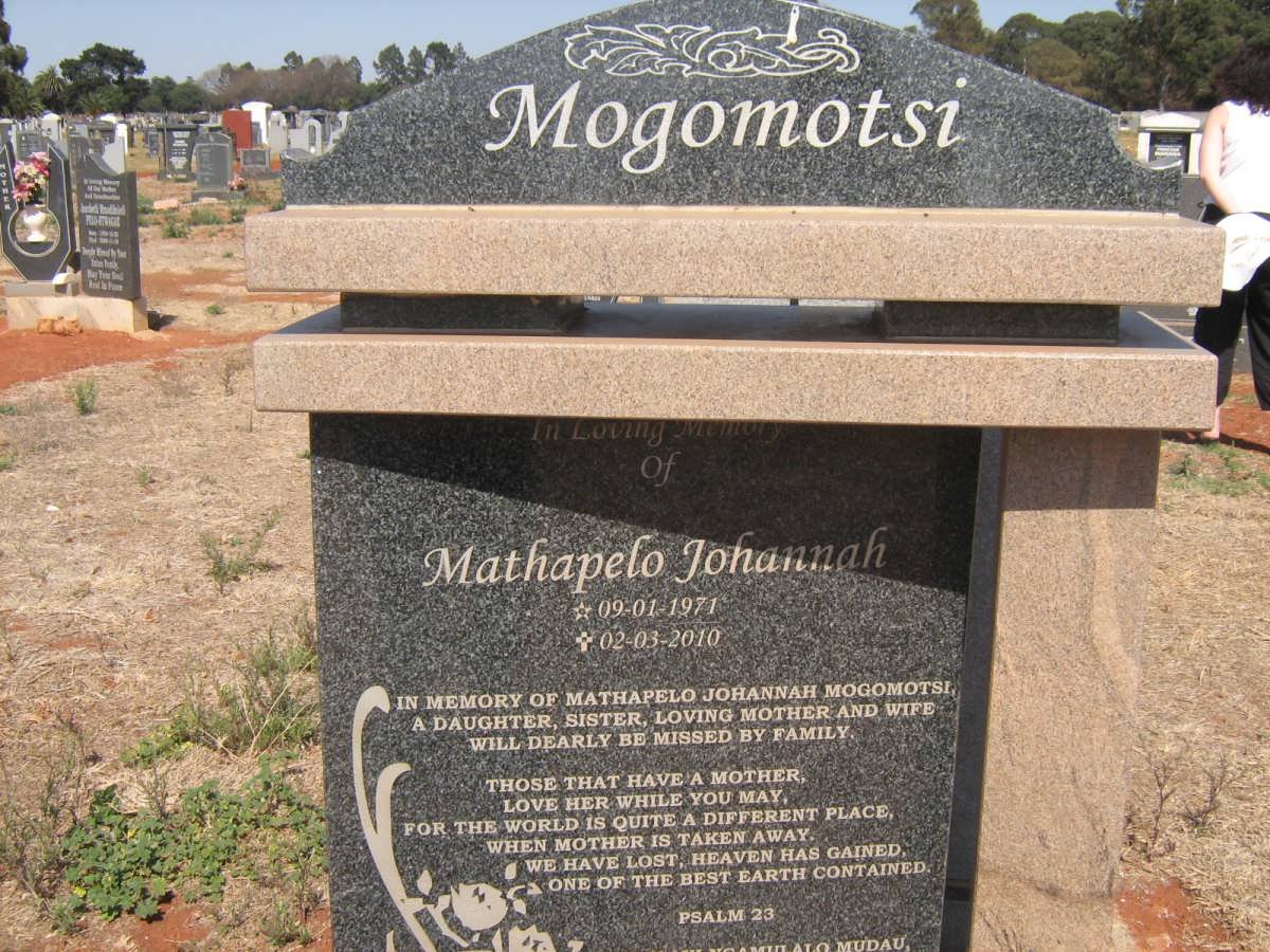 MOGOMOTSI Mathapelo Johannah 1971-2010