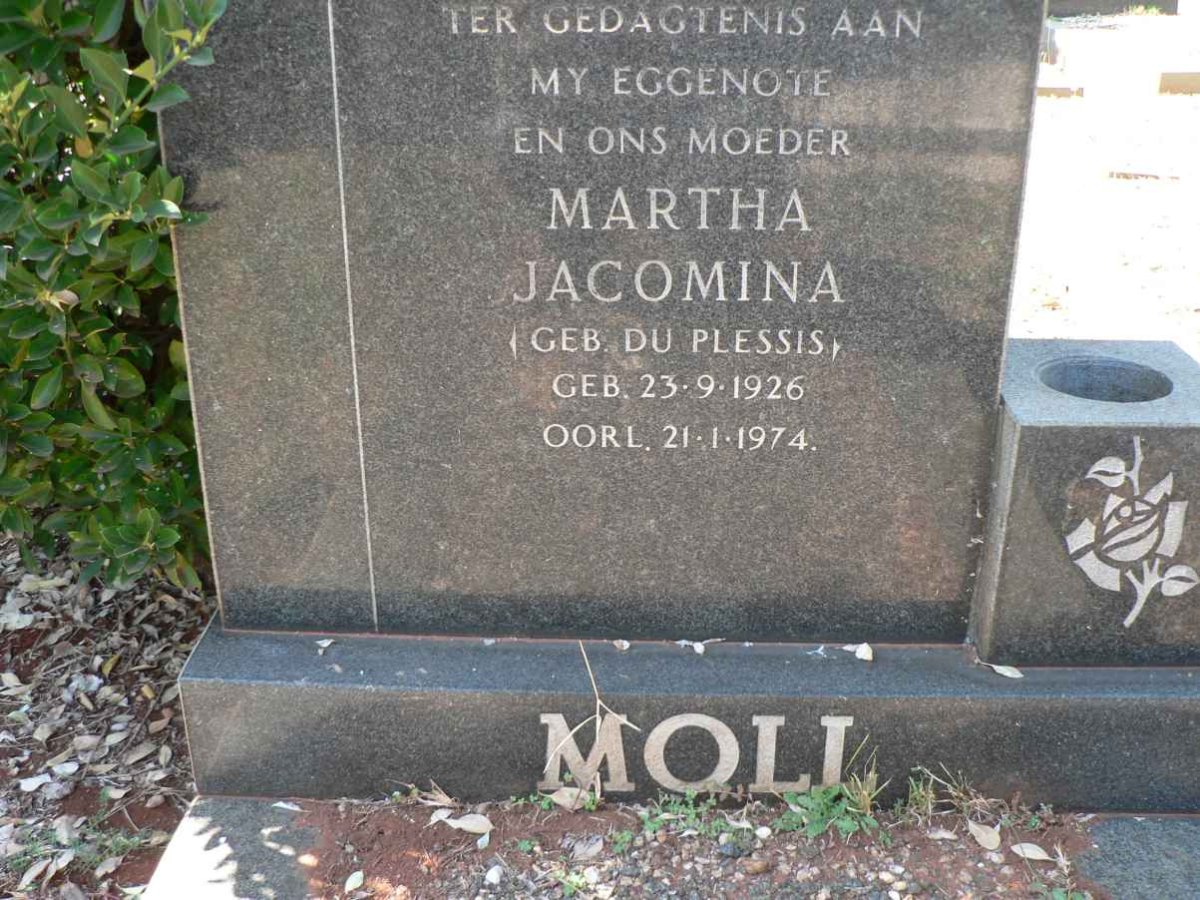 MOLL Martha Jacomina nee DU PLESSIS 1926-1974