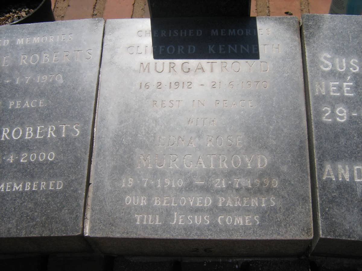 MURGATROYD Clifford Kenneth 1912-1970 &amp; Edna Rose 1910-1990