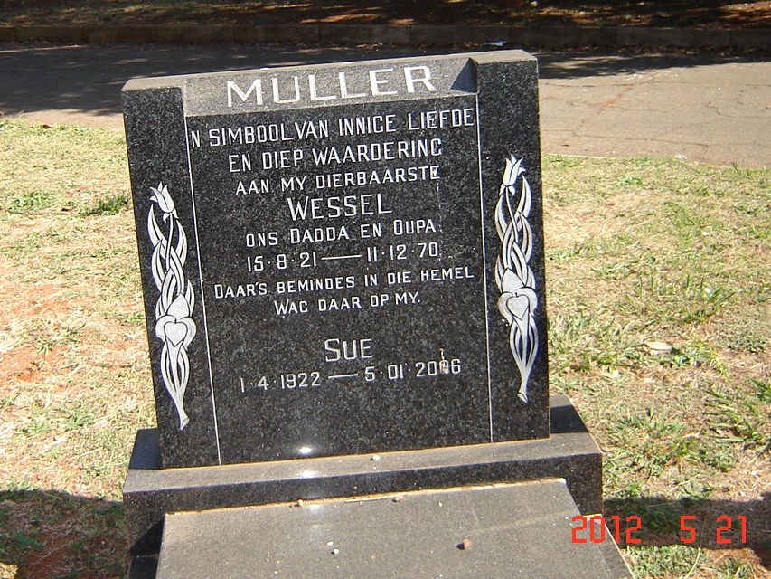 MULLER Wessel 1921-1970 &amp; Sue 1922-2006