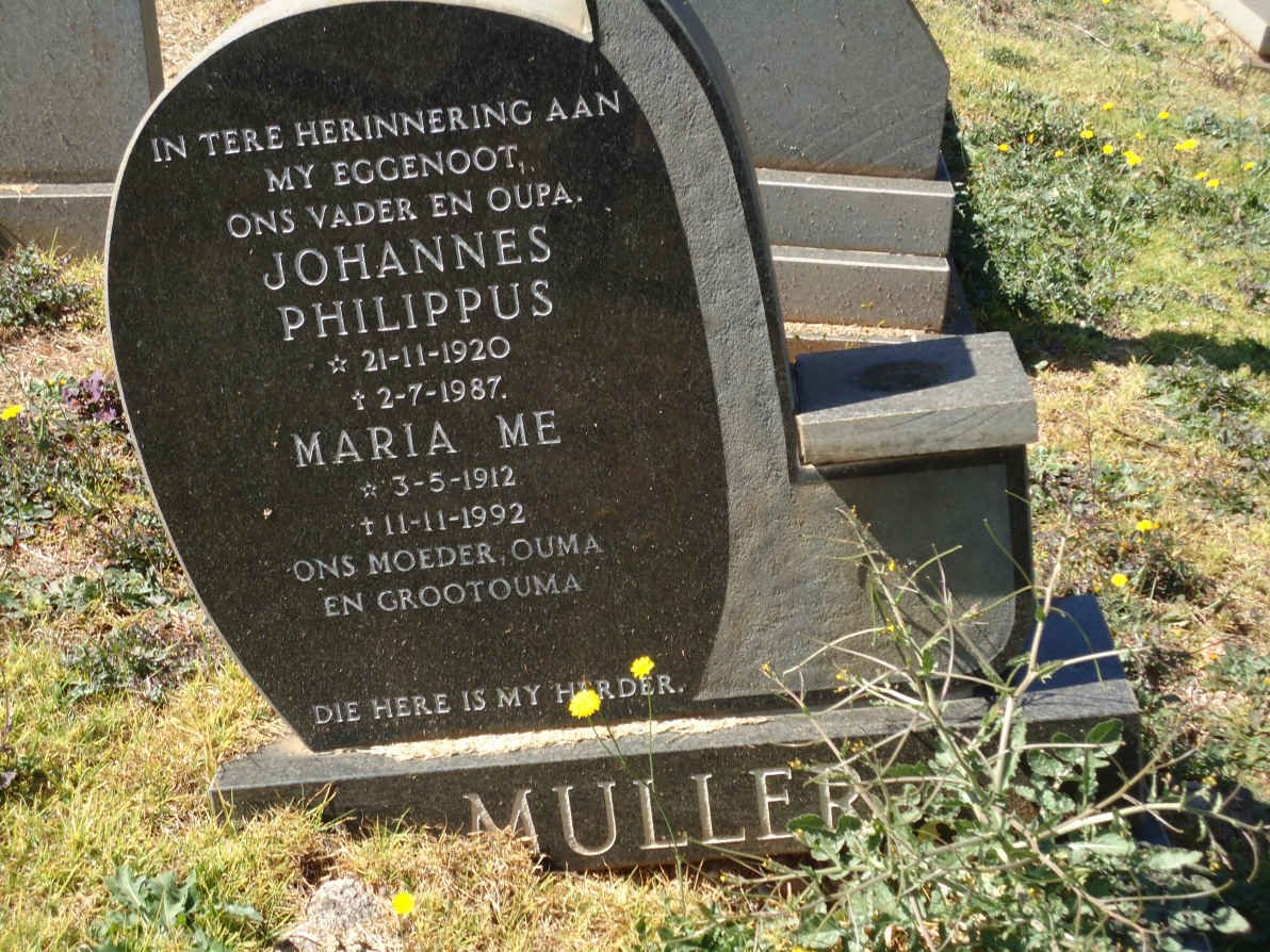 MULLER Johannes Philippus 1920-1987 &amp; Maria M.E. 1912-1992