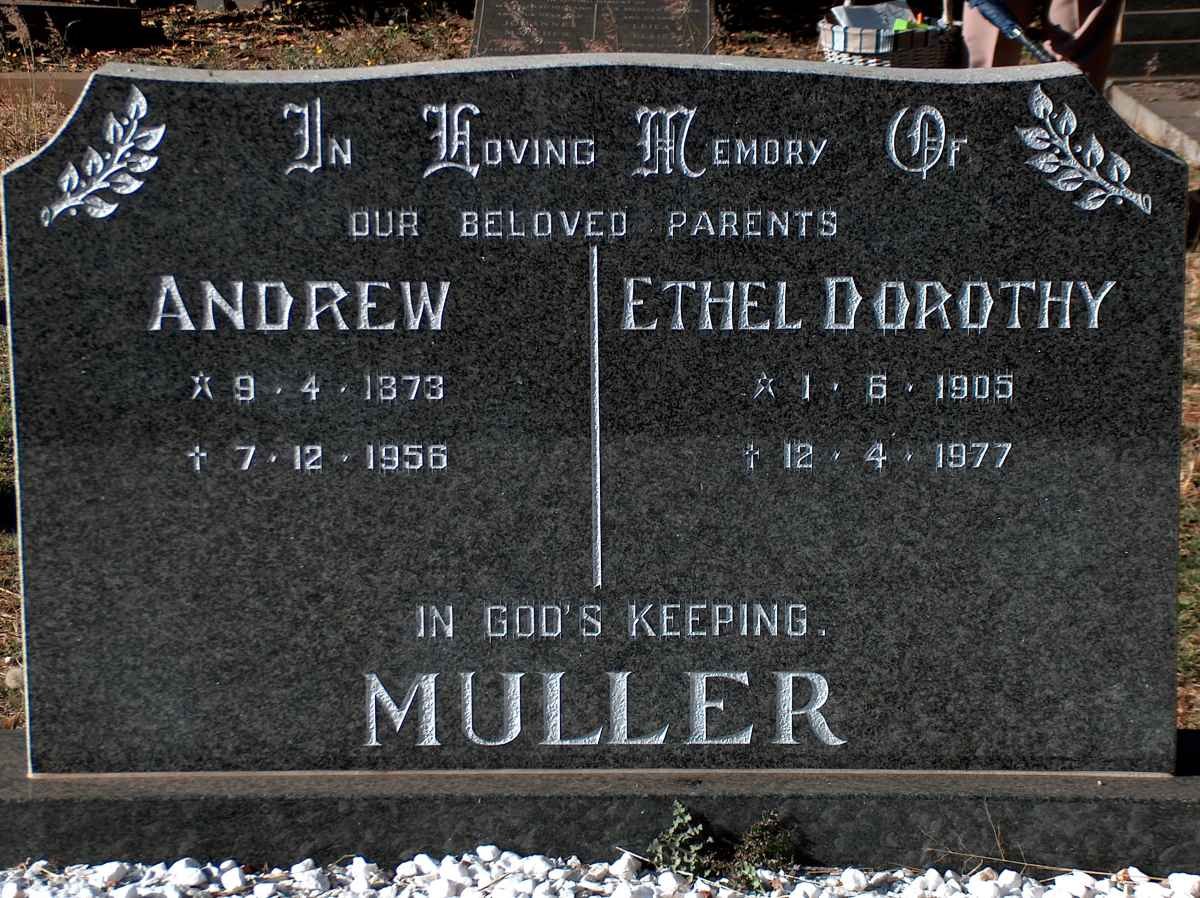 MULLER Andrew 1873-1956 &amp;  Ethel Dorothy 1905-1977