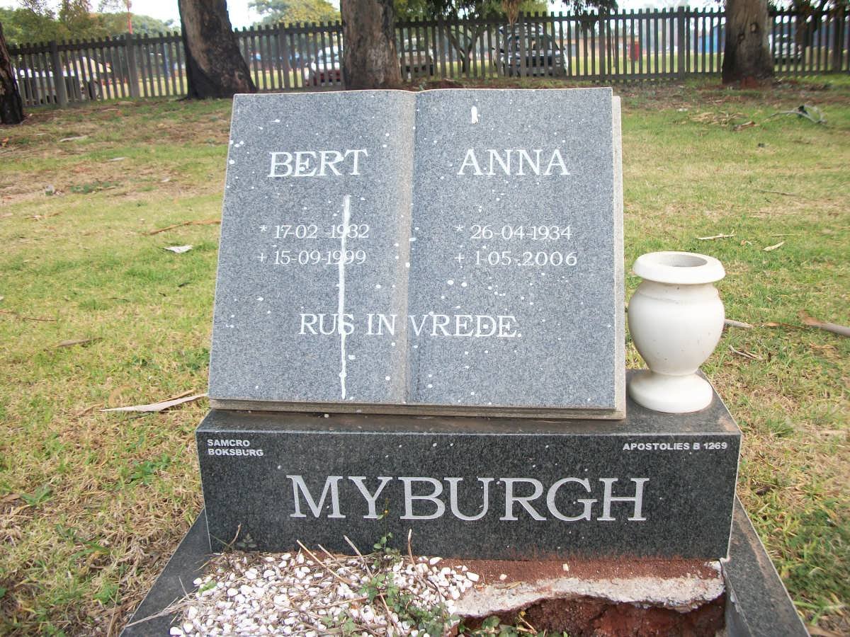 MYBURGH Bert 1932-1999 &amp; Anna 1934-2006