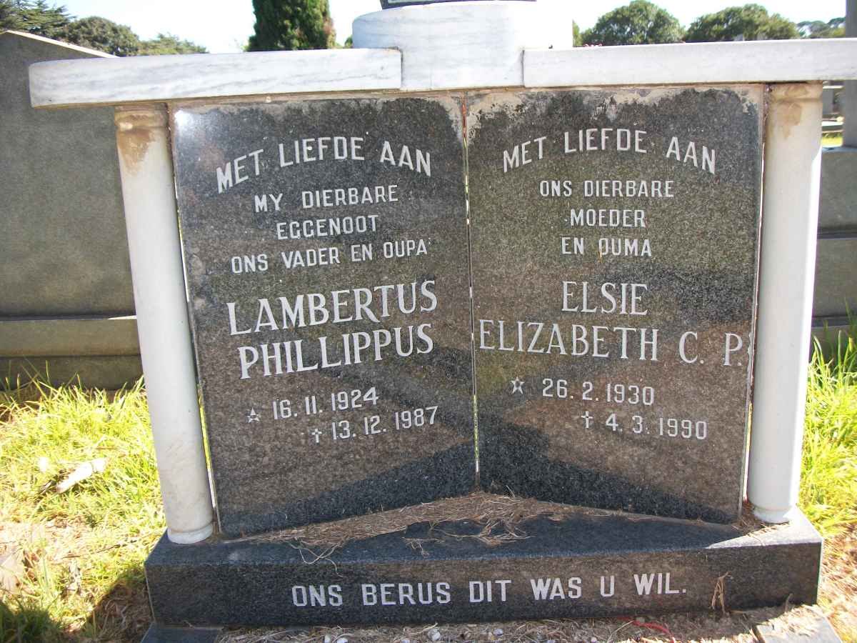 MYBURGH Lambertus Phillippus 1924-1987 &amp; Elsie Elizabeth C.P. 1930-1990