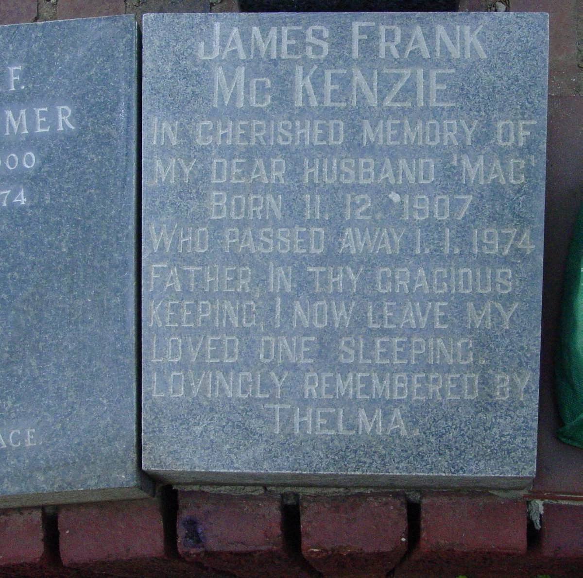 McKENZIE James Frank 1907-1974